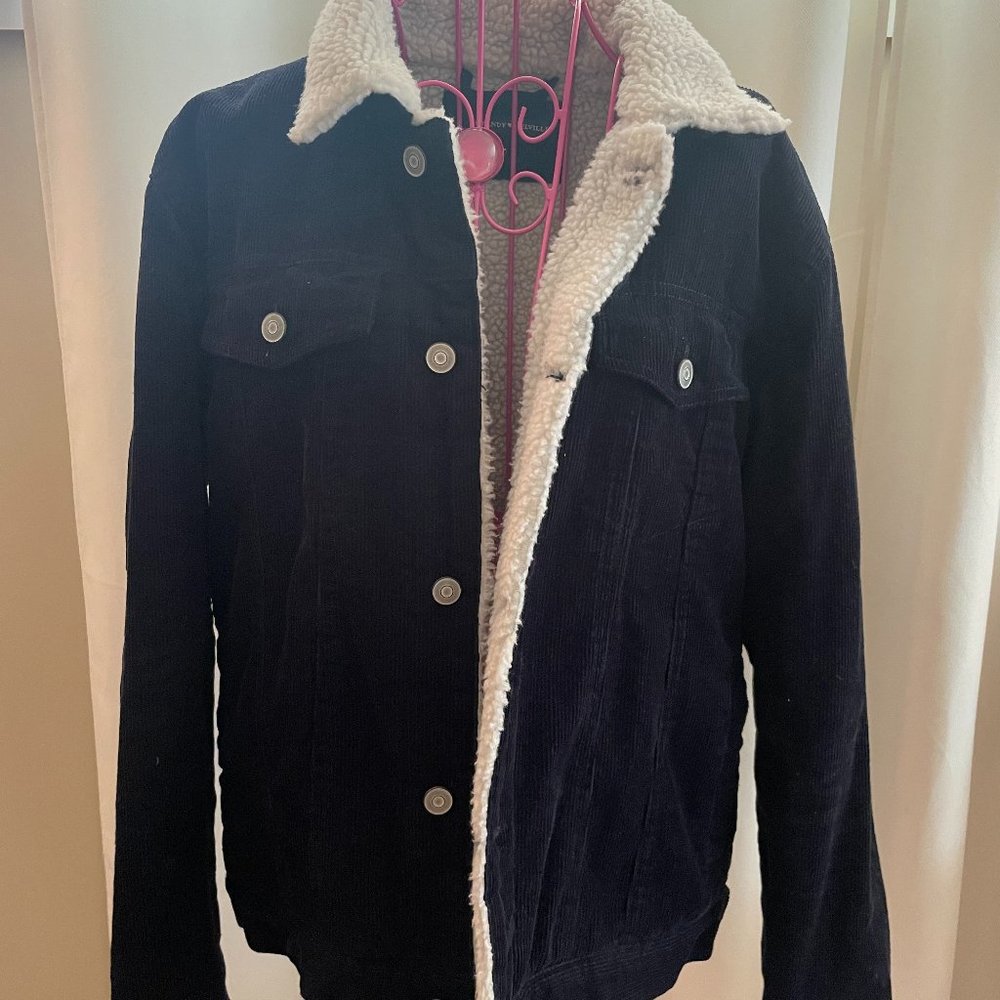 Brandy Melville Black Denim/Jean Sherpa Jacket